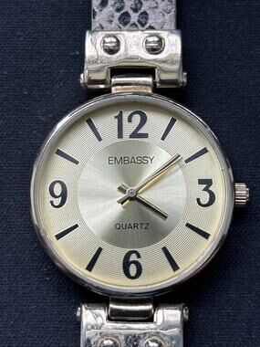Embassy Gold Tone Snakeskin Type Band Women’s Quartz Watch
